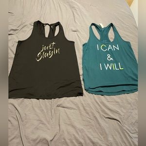 Two off brand graphic workout tanks size small women’s.